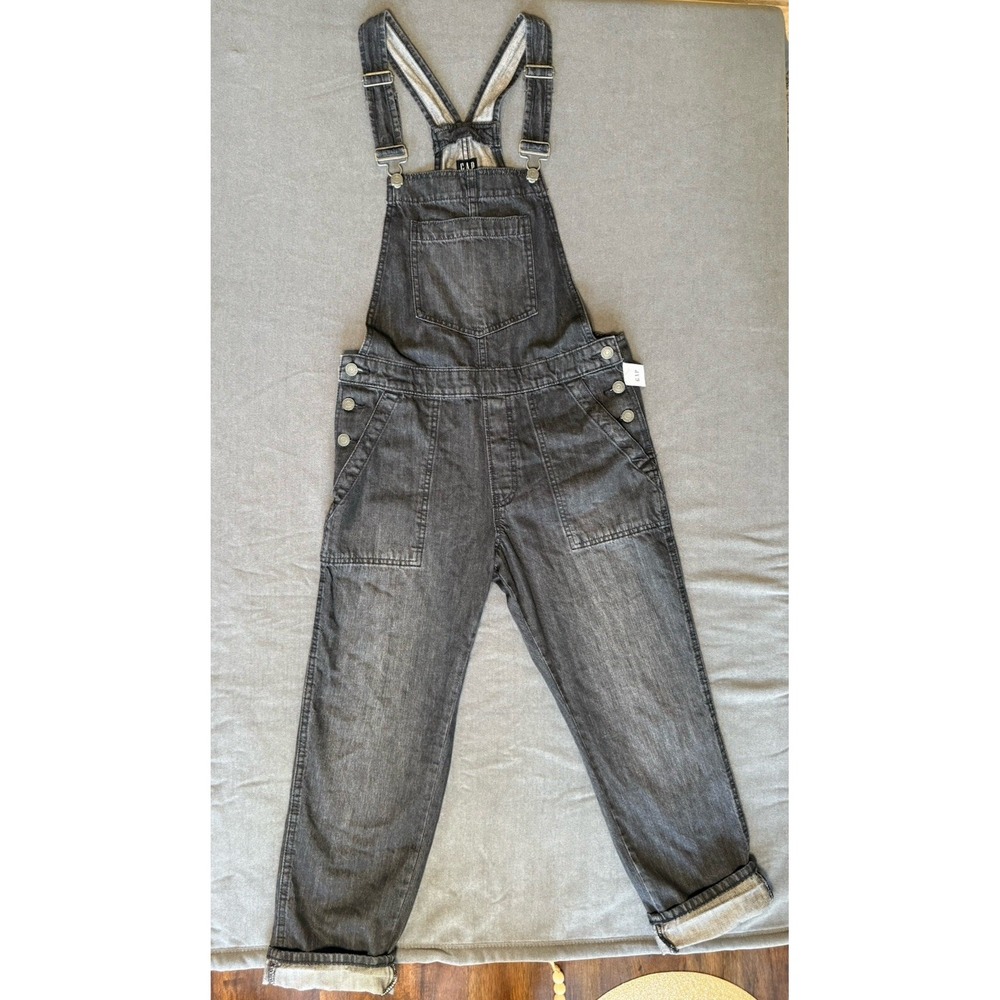 GAP Black Denim Overalls Womens Small S NWT Cargo Utility Carpenter Y2K
